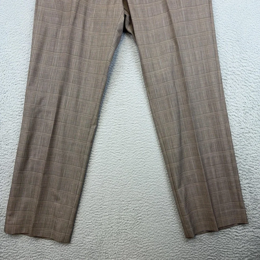 Banana Republic Dress Pants Mens 36x32 Brown Wool Tailored Slim Plaid Trousers